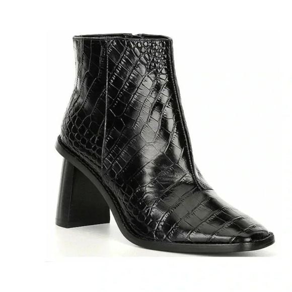 Gibson Latimer Vina Leather Croc Embossed
Square Toe Block Heel Ankle Boots 11 - Picture 1 of 11